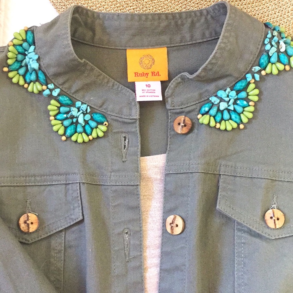 Ruby Rd. Turquoise Embellished Jacket - image 3